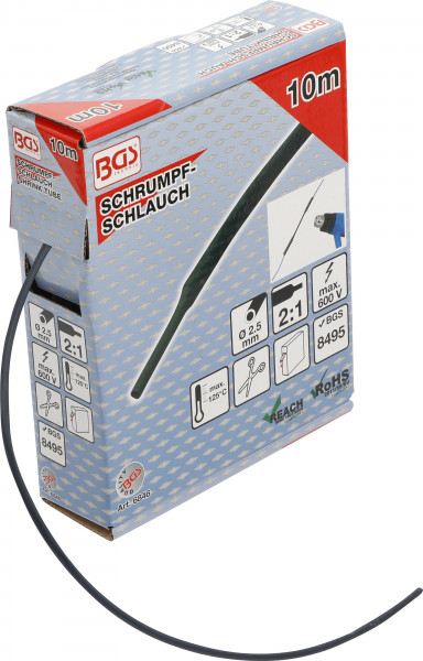 Schrumpfschlauch-Box schwarz Ø 2,5 mm 10 m