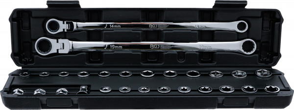 Doppel-Ring- und Ratschenring-Gelenkschlüssel-Satz | extra lang | 27-tlg.