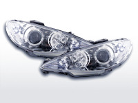 Scheinwerfer Set Daylight LED TFL-Optik chrom passend für Peugeot 206 98-05 Scheinwerfer Set Daylight LED TFL-Optik chrom passend für Peugeot 206 98-05