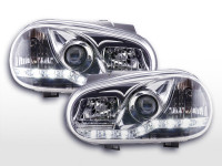 Scheinwerfer Set Daylight LED Tagfahrlicht passend für VW Golf 4 97-03 chrom Scheinwerfer Set Daylight LED Tagfahrlicht passend für VW Golf 4 97-03 chrom