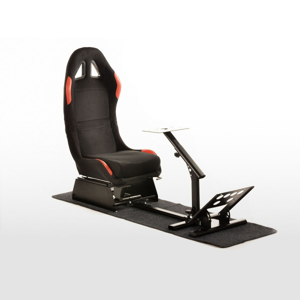 FK Gamesitz Spielsitz Rennsimulator eGaming Seats Suzuka schwarz/rot mit Teppich