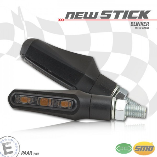 LED-Blinker "New Stick" | schwarz | getönt | M8 L 49,5 x B 18 x H 25 mm | E-geprüft