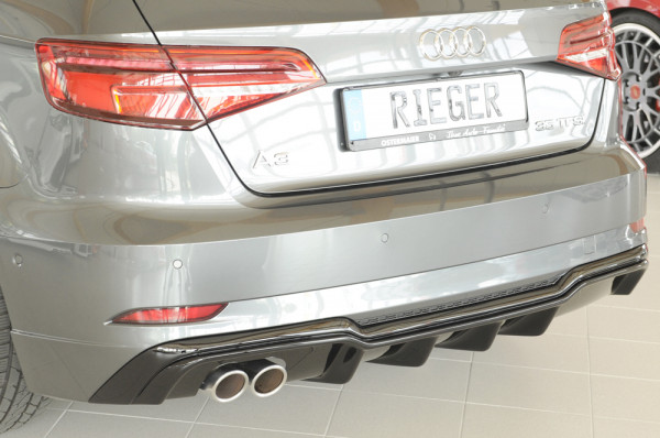 Rieger Heckeinsatz glanz schwarz für Audi A3 (8V) 5-tür. (Sportback 8VA) 09.16- (ab Facelift)