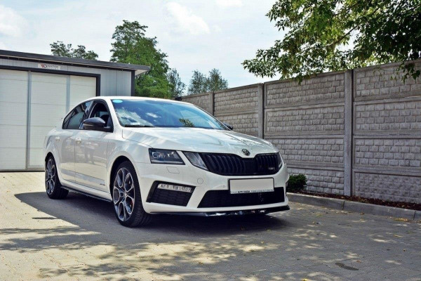 Front Ansatz V.2 Für Skoda Octavia RS Mk3 Schwarz Hochglanz