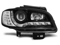 Scheinwerfer schwarz mit LED Tagfahrlicht passend für Seat Ibiza / Cordoba 09.99–03.02 Scheinwerfer schwarz mit LED Tagfahrlicht passend für Seat Ibiza / Cordoba 09.99–03.02
