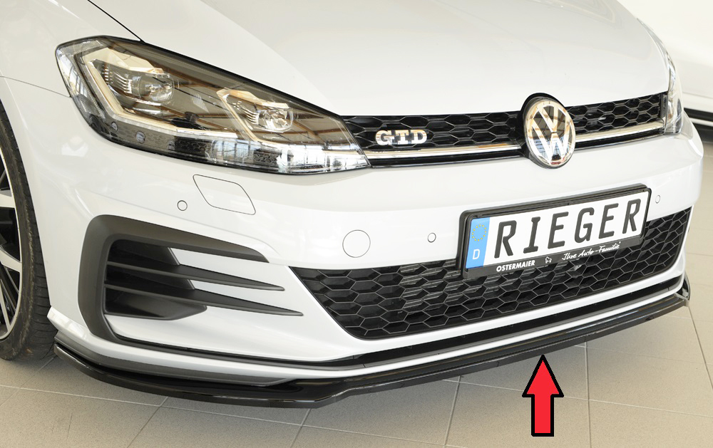 Rieger Spoilerschwert nur für GTI / GTD / GTE glanz schwarz für VW Golf 7  GTI 3-tür. 02.17- (ab Face, Frontansätze, Aerodynamik, Auto Tuning