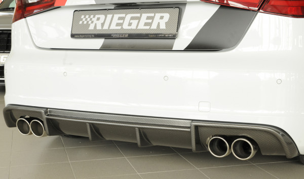 Rieger Heckeinsatz (Typ: 99356) carbon look für Audi A3 S3 (8V) 5-tür. (Sportback 8VA) 05.13-08.16 (