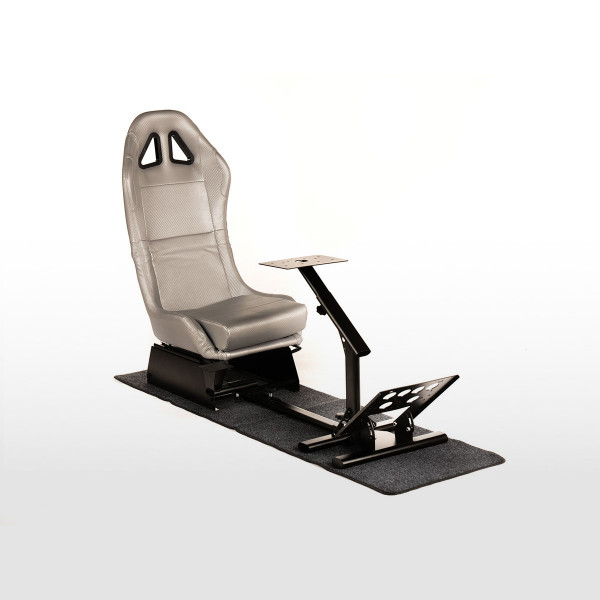 FK Gamesitz Spielsitz Rennsimulator eGaming Seats Suzuka Carbonlook grau mit Teppich