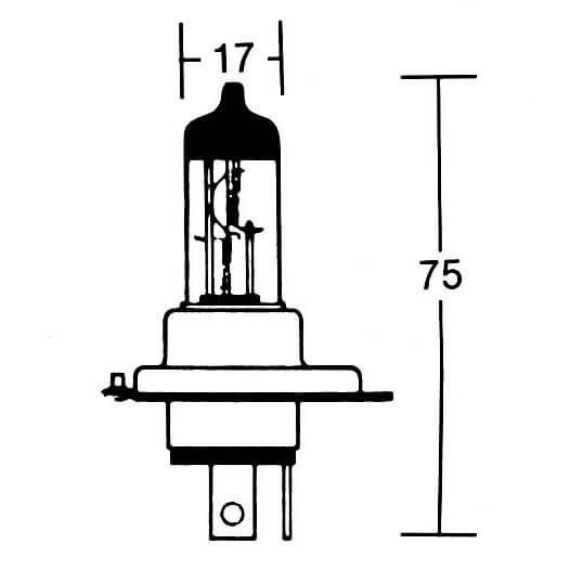 LAMPE 12V 60/55W P43T T16X75 C-8/C-8 H4 UVS HD