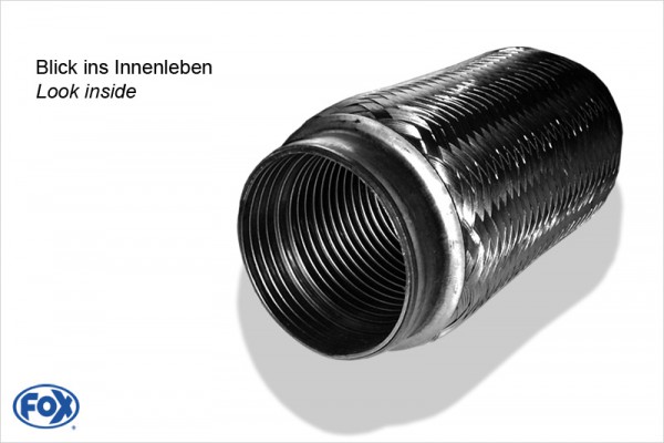 Flexibles Rohr Interlock - Ø80mm - Länge: 200mm + Stutzen Innenleben besteht aus Edelstahlwellrohr