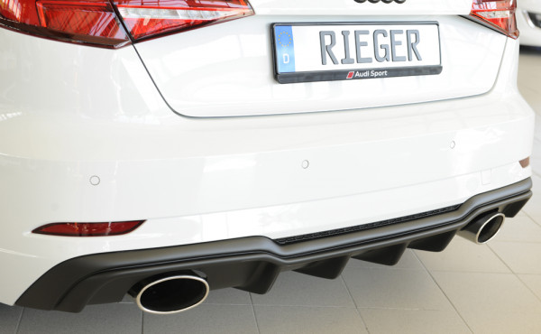 Rieger Heckeinsatz matt schwarz für Audi A3 (8V) 3-tür. (Schrägheck 8V1) 09.16- (ab Facelift)