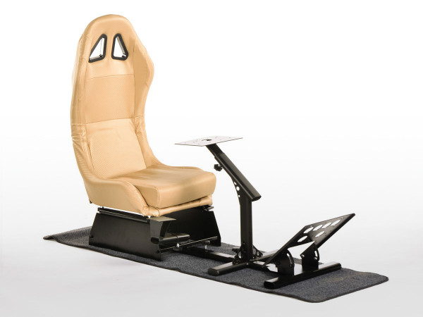 FK Gamesitz Spielsitz Rennsimulator eGaming Seats Suzuka Carbonlook gold mit Teppich