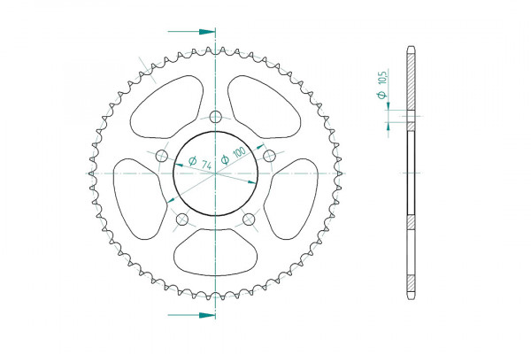 Kettenrad Stahl 54 Zähne Teilung 428 passend für SWM