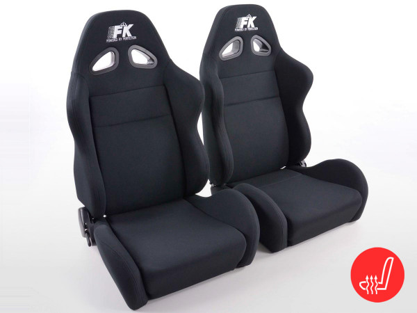 FK Sportsitze Auto Halbschalensitze Set Super-Sport Stoff schwarz mit Sitzheizung