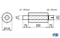 FOX Uni-Schalldämpfer rund Edelstahl Ø125mm Länge 250mm FOX Uni-Schalldämpfer rund Edelstahl Ø125mm Länge 250mm