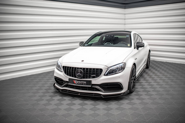 Front Ansatz V.2 Für Mercedes-AMG C63 Coupe AMG Aero Pack C205 Facelift Schwarz Hochglanz