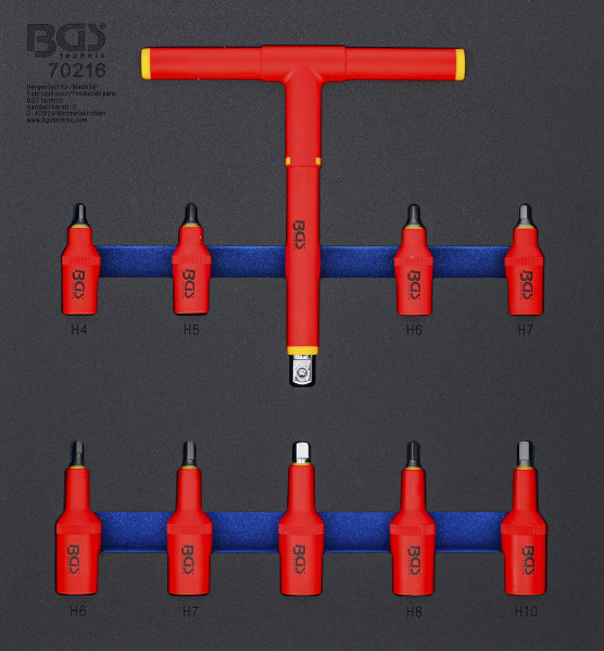 Werkstattwageneinlage 2/3: VDE-Bit-Einsatz-Satz | Antrieb Innenvierkant 10 mm (3/8") / 12,5 mm (1/2"