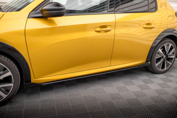 Street Pro Seitenschweller Ansatz Für + Flaps Peugeot 208 GT Mk2 Schwarz Hochglanz