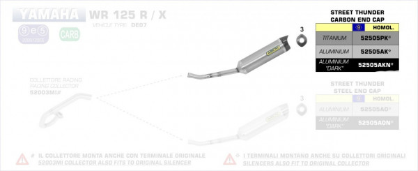 Arrow Street Thunder Aluminium Yamaha WR 125 R/X (DE07) `09/13