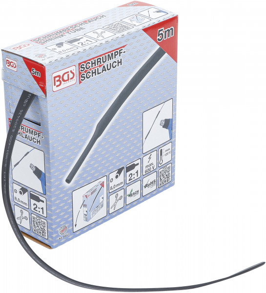 Schrumpfschlauch-Box Ø 8 mm schwarz 5 m