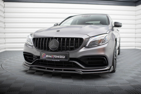 Front Ansatz V.2 Für Mercedes-AMG C63 Limousine / Kombi W205 Facelift Schwarz Hochglanz
