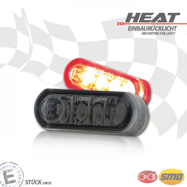 LED-Einbaurücklicht "Heat" | getönt | Stück Maße: B 21,5 x H 8,5 x T 11,5 mm | E-geprüft