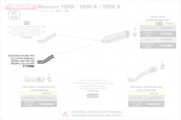 71739MI-Arrow Verbindungsrohr Ducati Monster 1200/R/S 16-20