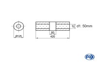 FOX Uni-Schalldämpfer rund aus Edelstahl Ø125mm Länge 420mm FOX Uni-Schalldämpfer rund aus Edelstahl Ø125mm Länge 420mm