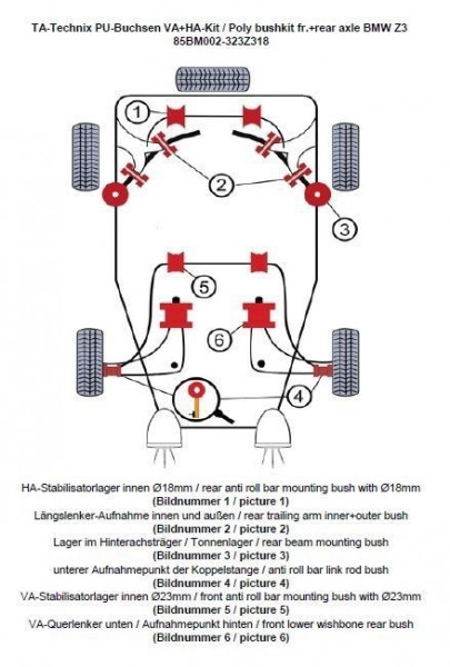 TA Technix PU-Buchsen Kit 32-teilig passend für BMW Z3 E36