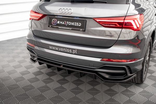 Mittlerer Cup Diffusor DTM Look Heck Ansatz Für Audi Q3 S-Line F3 Schwarz Hochglanz
