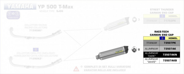Arrow Endschalldämpfer Race-Tech Aluminium, Yamaha T-MAX 530 12-