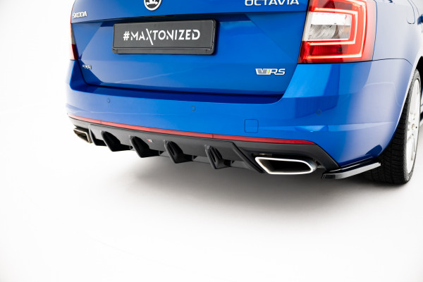 Diffusor Heck Ansatz V.1 Für Skoda Octavia RS Mk3 / Mk3 FL Hatchback / Kombi Schwarz Hochglanz