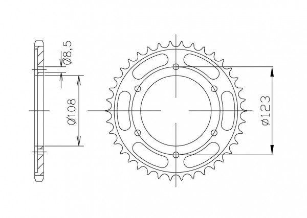 Kettenrad Stahl 60 Zähne Teilung 428 passend für Aprilia & Malaguti