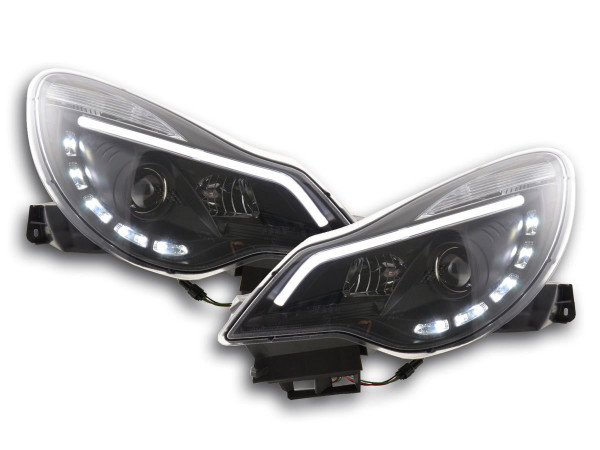 Scheinwerfer Set Daylight LED Tagfahrlicht passend für Opel Corsa D ab 2011 schwarz Rechtslenker