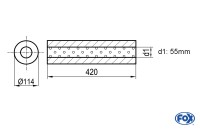 FOX Uni-Schalldämpfer rund ohne Stutzen Edelstahl Ø114mm Länge 420mm FOX Uni-Schalldämpfer rund ohne Stutzen Edelstahl Ø114mm Länge 420mm