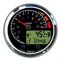 ACEWELL Analog-Drehzahlmesser 12000rpm Digital-Tacho Chrom Schwarz ACEWELL Analog-Drehzahlmesser 12000rpm Digital-Tacho Chrom Schwarz