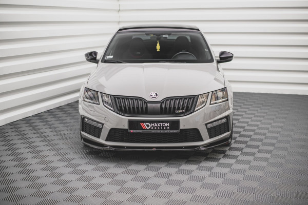 Front Ansatz V.3 Für Skoda Octavia RS Mk3 Facelift Schwarz Hochglanz