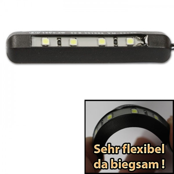 Kennzeichenbeleuchtung Flex, biegsam, 4 LED selbstklebend, L 62 x B  13,5 x H 6 mm, E-geprüft, Kennzeichenbeleuchtung, Beleuchtung, Motorrad  Tuning