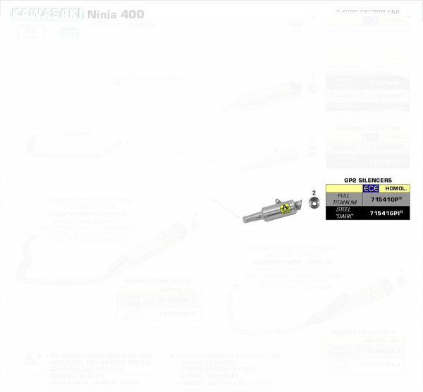 Arrow GP2 Silencers Kit Kawasaki Z 400 19-