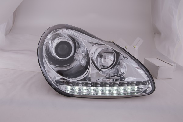 Scheinwerfer Set Daylight LED TFL-Optik Porsche Cayenne 9PA Bj. 02-06 chrom