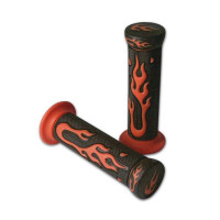 ATV Gummi Griffe "Flame" schwarz-rot geschlossen 22mm L=130mm ATV Gummi Griffe "Flame" schwarz-rot geschlossen 22mm L=130mm