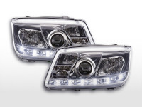 Scheinwerfer Set Daylight LED Tagfahrlicht chrom passend für VW Bora 98-05 Scheinwerfer Set Daylight LED Tagfahrlicht chrom passend für VW Bora 98-05