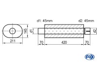 FOX Uni-Schalldämpfer oval Edelstahl 211x145mm, Länge 420mm FOX Uni-Schalldämpfer oval Edelstahl 211x145mm, Länge 420mm