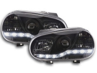 Scheinwerfer Set Daylight LED Tagfahrlicht passend für VW Golf 4 97-03 schwarz Scheinwerfer Set Daylight LED Tagfahrlicht passend für VW Golf 4 97-03 schwarz