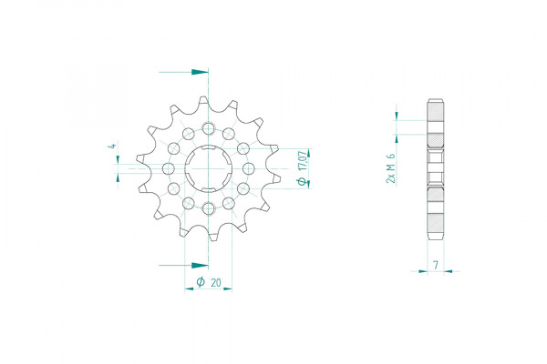 Ritzel 14 Zähne Teilung 428 passend für SWM