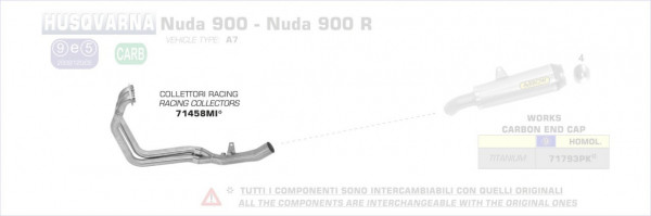 71458MI-Arrow Racing Krümmer Husqvarna Nuda 900 / Nuda 900 R 12-13