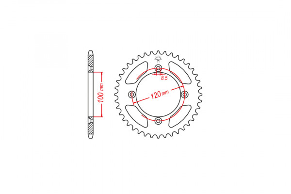 Kettenrad Stahl 51 Zähne Teilung 428 passend für Yamaha YZ85 LW