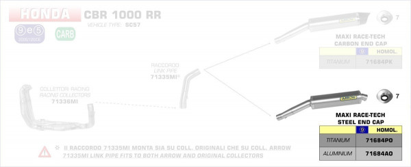 Arrow MaXi Race-Tech Approved Aluminium Silencer Honda CBR 1000 RR 06-07