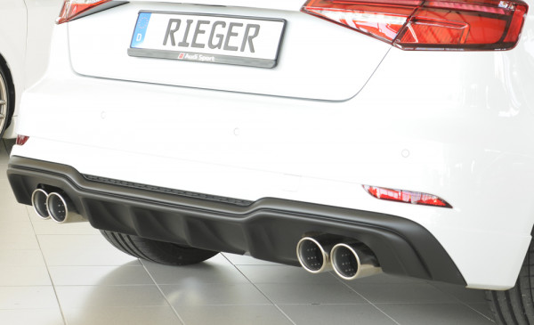 Rieger Heckeinsatz matt schwarz für Audi A3 (8V) 5-tür. (Sportback 8VA) 09.16- (ab Facelift)