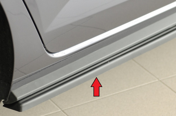 Rieger Seitenschweller rechts ansatz matt schwarz für VW Polo (AW) R-Line 5-tür. 06.17-05.21 (bis Fa